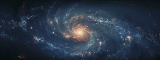 inmaculado perfeccionismo estilo monitor de un espiral galaxia en espacio. ai generado foto