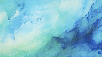 Abstract Teal, Blue, and Green Watercolor Paint Background with Fluid Texture. AI Generated photo