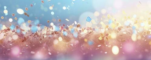 Pretty Pink and Blue Sparkling Light Background in Light Sky-Blue and Amber Tones. AI Generated photo