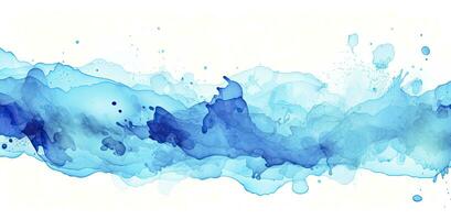 Abstract Blue Watercolor Art with Ink Spot Accents. AI Generated photo