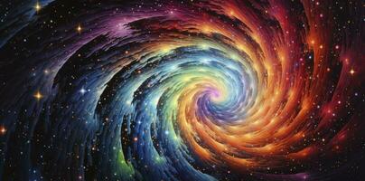 Vibrant Spiral Galaxy Painting A Cosmic Color Symphony. AI Generated photo