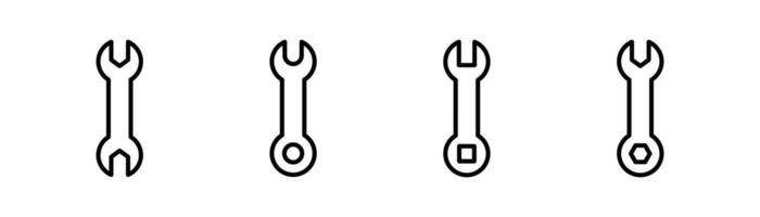 Wrench line icon. Repair wrench symbol. Wrench tool icon set. Spanner symbol. Editable stroke. Stock vector illustration.