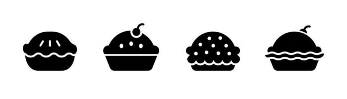 Thanksgiving pie icon. Black thanksgiving pie icons set. Holiday pumpkin cake. Thanksgiving cake icons set. Pumpkin pie in glyph. Stock vector illustration