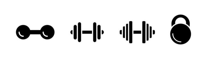 Dumbbell glyph icon. Gym illustration. Kettlebell symbol. Dumbbell icon set. Kettlebell sign. Stock vector illustration.