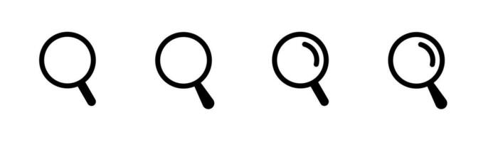 Loupe icon in line. Search symbol. Magnifier icons in line. Magnifying glass symbol. Search sign. Loupe icons set. Stock vector illustration