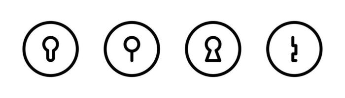 Keyhole icon in line. Lock keyhole in line. Outline key hole icons set. Password symbol. Stock vector illustration