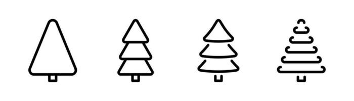 Christmas tree icon in line. Christmas tree icons set. New Year symbol. Xmas tree icon in line. Stock vector illustration