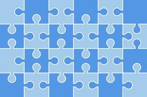 Jigsaw puzzle grid. Jigsaw piece template. Jigsaw puzzle game pattern. Blue puzzle mosaic. vector