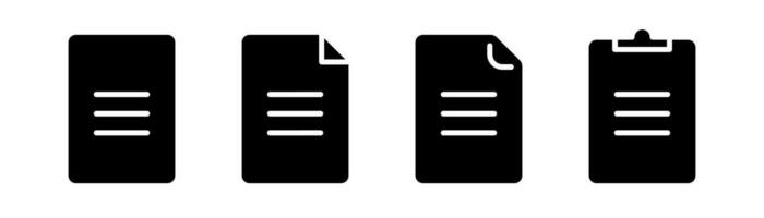 archivo icono en glifo. documento firmar en negro. archivo símbolo en glifo. portapapeles papel icono. documento signo. valores vector ilustración