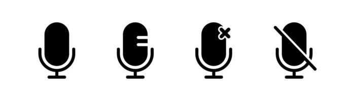 Mic icon in glyph. Microphone icons set. Audio symbol. Mic sign icons. Microphone icon in glyph. Sound symbol in black. Stock vector illustration