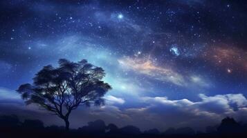 Milky Way Galaxy and Natural Illumination in the Night Sky. AI Generated photo