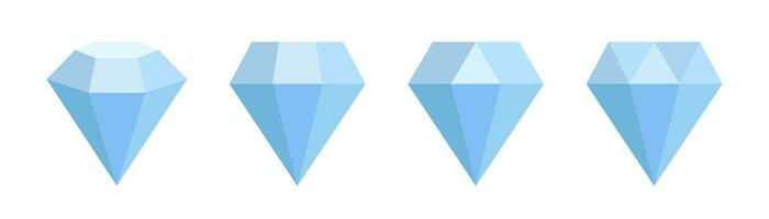 Diamond icons set. Blue gem icon. Diamond symbol. Blue gem sign. Brilliant vector. Glyph diamond pictogram. Set of gem symbol. Stock vector illustration