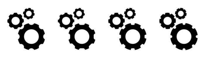 Cogwheel icon set. Gear symbol. Mechanism sign. Gearwheel symbol. Progress mechanism. Teamwork illustration. Stock vector