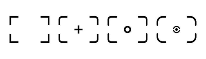 Camera viewfinder icon. Photo viewfinder symbol in line. Outline focus viewfinder icons set. Camera frame in line vector