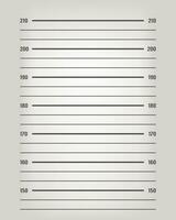 Police mugshot scale. Lineup background mockup. Centimeter police lineup. Mugshot background template. Old fashioned lineup background with light. Prisoner height photo mockup. vector