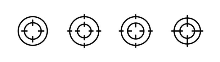 Aim sight icon. Target line icon. Sniper aim icon set. Gun aim sight in line. Editable stroke. Stock vector illustration.