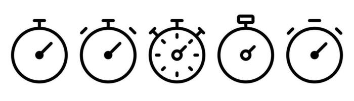 Stopwatch icons set. Timer symbol. Outline stopwatch icon. Alarm pictogram. vector