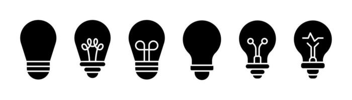 Lightbulb icon set. Glyph lamp icon. Idea symbol. Light bulb sign glyph. Lamp vector illustration. Solid lightbulb icon. Stock vector illustration.