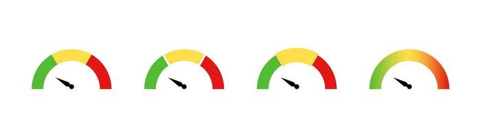 Rating level icon. Speedometer indicator. Progress gauge with arrow. Rating measure illustration. Round score level. Stock vector illustration