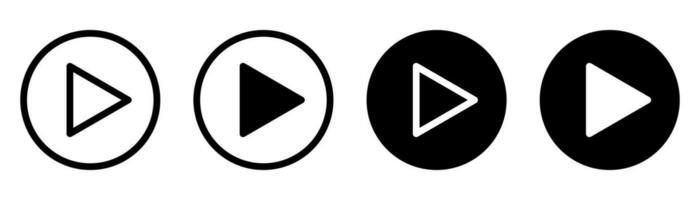 Play button. Media button collection. Play symbol in line and glyph. Audio sign in circle. Media icon collection. Stock vector illustration