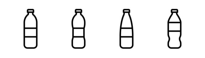 botella icono en línea. el plastico botella icono. mineral agua poder. línea botella íconos colocar. valores vector ilustración