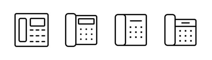 Landline icon set. Telephone line icon set. Retro phone sign. Outline landline icon. Telephone symbol set. Stock vector illustration.