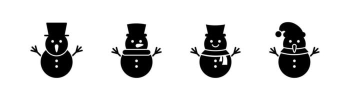 Snowman icon in glyph. Black snowman icons set. Winter snowman sign in glyph. Stock vector illustration