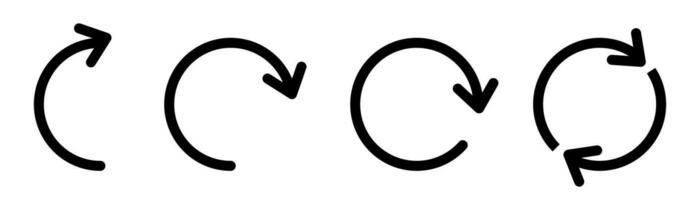 rotación flecha colocar. recargar flecha símbolo. repetir símbolo en negro. lazo flecha icono. rotación ilustración. valores vector ilustración