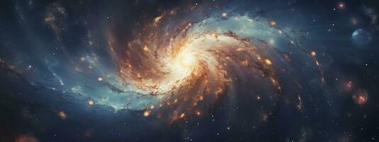 estelar espiral galaxia en medio de el estrellado lo más hondo de espacio. ai generado foto
