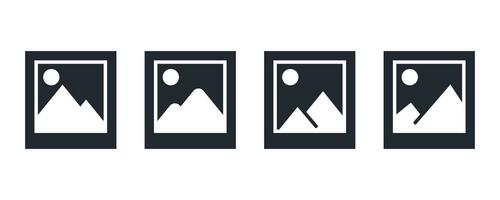 Picture symbol. Picture thumbnail icon. Square frame with mountain. Thumbnail template vector