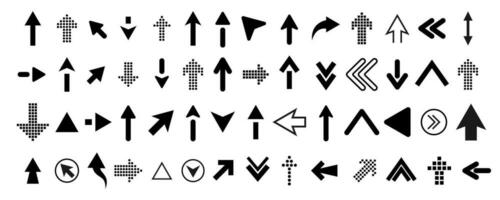 Arrow icons set. Arrow up and down. Solid arrows in glyph. Cursor symbol in vector