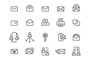 Communication icons set. Outline conversation pack. Mail, printer and chat symbol. Outline style. Vector