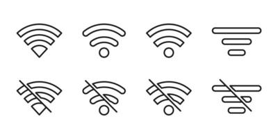 Wifi icon set. Wireless symbol. Internet sign in outline. Wifi icon in line. Network status sign. Stock vector illustration