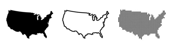 USA map contour. USA map symbol. Glyph and outline America map. United States map. Dotted style in vector