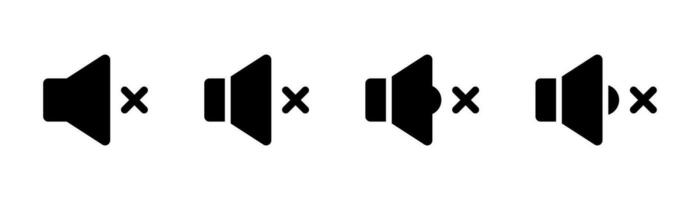 Mute icon set. Sound icon in glyph. Speaker sign in black. Mute symbol. Sound sign in glyph. Mute icon set. Stock vector