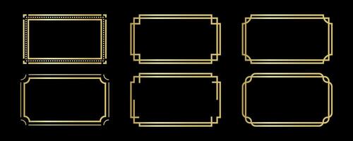 Golden art frame. Set of golden frames. Art frame in golden color. Vintage style. Art deco illustration. Stock vector illustration