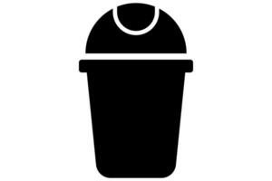 Trash bin. Recycle bin in black. Trash can. Rubbish container. vector