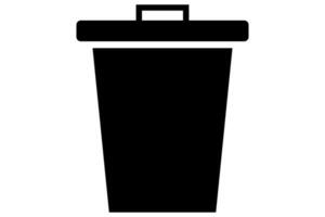 Trash bin. Recycle bin in black. Trash can. Rubbish container. vector