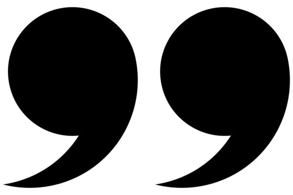 Quotation mark. Comma symbol in black. Quote symbol.
