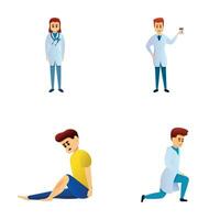 Therapist profession icons set cartoon vector. People in orthopedic therapy vector