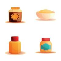 Different sauce icons set cartoon vector. Sauce and spice vector