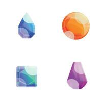 Gem icons set cartoon vector. Different shape and color precious stone vector