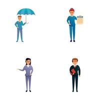 Insurance concept icons set cartoon vector. Man and woman insurance agent vector