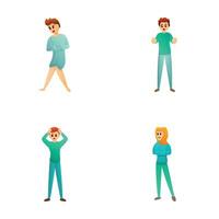 Mental disorder icons set cartoon vector. Young depressed character vector