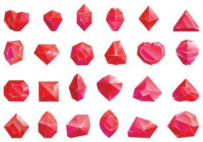 Ruby rock icons set cartoon vector. Magic stone vector