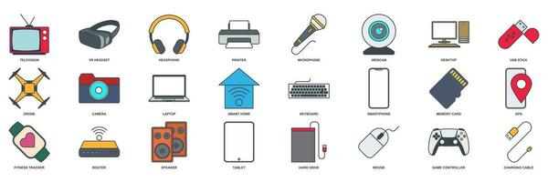 device icon set, Included icons as Laptop, Drone, Speaker, gamepad and more symbols collection, logo isolated vector illustration