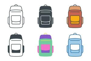 Backpack icon collection with different styles. Backpack icon symbol vector illustration isolated on white background