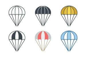 Parachute icon collection with different styles. Parachute open icon symbol vector illustration isolated on white background