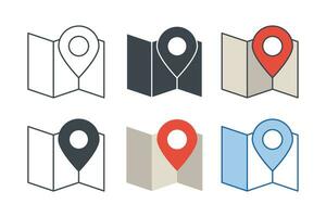 Map icon collection with different styles. Map icon symbol vector illustration isolated on white background