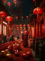 chinese lanterns in the chinese temple photo